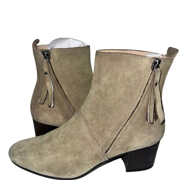 Suede Block Heel Ankle Booties – Size 7 | Soft Nude Tan Neutral Boots - Picture 16 of 17